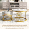 Set of 2 Nesting Coffee Table Living Room Marble Effects Side End Table FD