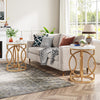 Modern Round End Table with Thick Faux Marble Top, Side Table Cocktail Table