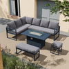 Patio Furniture Set with Fire Pit Table Sectional Sofa Set, Alu Conversation Set