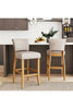 2x Bar Stools Upholstered High Chairs Kitchen Island Stools Breakfast Wood Legs