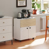 Folding Dining Table, Rolling Drop Leaf Table with Hidden Shelf & Cabinet, White