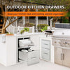Outdoor Kitchen Cabinet Stainless Steel 2 Drawer w/Paper Towel Holder BBQ Island