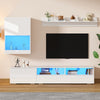 High Gloss White TV Wall Unit Set of 3 with LED Lights Display Cabinet & Shelves