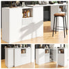 Kitchen Island Breakfast Bar Dining Table with Storage Cabinet Cupboard White