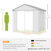 8 x 6ft Garden Shed Storage w/ Foundation Kit, Vents, Grey