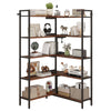 5 Tier Expandable Corner Bookshelf Wooden Storage Rack Display Shelf Bookcase