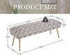 Velvet Ottoman Bench with Gold Metal Legs, Grey Upholstered Entryway Seat