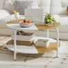 80cm Circle Tea Table Wooden Accent Table with Metal Frame