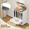 Record Player Stand On Wheels Rolling Turntable Stand with 5 Compartments White