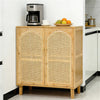 Wooden Buffet Sideboard Rattan Storage Cabinet Display Organiser Cupboard 2 Door