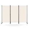 3 Panel Rolling Fabric Room Divider Folding Privacy Dividers with Wheels
