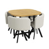 4 Seater Dining Table and Chairs Set Square Wooden Kitchen Table Metal Legs Oak
