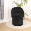 Ottoman Storage Stool Ribbed Round Pouffe Seat 3-in-1 Compact Chair Footstool