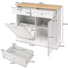 Kitchen Tilt-Out Trash Cabinet with 2 Drawers and Adjustable Shelves-White