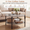 2-Tier Industrial Accent Table with Open Storage Shelf