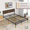 Industrial Double Size Bed Frame Metal Platform Bed-Brown