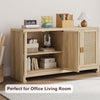 Wooden Sideboard Buffet Storage Cabinet Kitchen Cupboard with 4 Rattan Doors