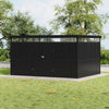 Galvanised Metal Garden Shed Outdoor Tool Storage House with Lockable Door Black