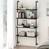 4-Tier Wall-Mounted Bookshelf with Metal Frame for Living Room-Black