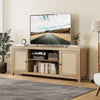 66" Rattan Wood TV Stand Media Console Storage Cabinet For Living Room