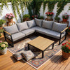 5-Seater Garden Furniture Set L-Shaped Corner Sofa With Square Coffee Table Grey