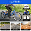 24 Inch Adult Trike Tricycle Foldable 3 Wheel Bike 7-Speed With Basket Blue UK
