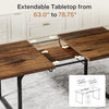 63-78.8'' Extendable Dining Table Kitchen Table with Metal Frame for 6-8 People