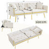 Modern Velvet Sofa Bed 2 Seater Click Clack Sofa Settee Recliner Couch White