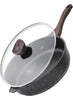 Nonstick Deep Frying Pan with Lid, 30 Cm/5.7 L Large Skillet,Granite Stone Saut,