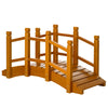 Wooden Garden Bridge Arc Footbridge with Safety Railings for Pond Creek Stream