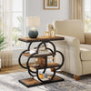 Narrow Side Table, Rustic 4-Tier Small Wooden End Table with Curved Metal Frame