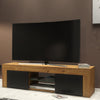 130cm TV Unit Oak Matt Body | Black Matt Doors Cabinet | Modern Storage Unit