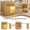 Extendable Dining Bar Table Wooden Kitchen Island with Cabinets & LED Lighting