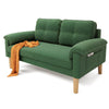 2-Seater Sofa Small Fabric Couch Armrest Side Pocket Modern Living Room