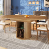 Extendable Dining Table, 118(158)×118x77cm Round/Oval Kitchen Table with Storage