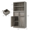 Bathroom Cabinet,51" Freestanding Storage Unit w/Doors&2-Drawer,White/Black/Gray