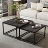 2 Pack Nesting Coffee Table Large 60cm 70cm Marble Top Living Room Display Table