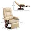 Manual Recliner Swivel Reclining Chair with Footrest Armrests Cream