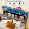 4FT6 DOUBLE BED FRAME WITH DIMMABLE RGB LIGHT UPHOLSTERED STORAGE HEADBOARD Pale