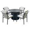 4 Seater Black Aluminium Round Garden Dining Set with Rope Chairs FTR208