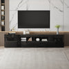 200cm All High Gloss White TV Stand Cabinet Unit Doors Storage with LED Cupboard