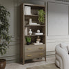 Dark Wood Tall Office Bookcase with 2 Drawers - Delilah DLH013