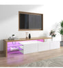 TV Unit Cabinet Stand High-gloss Sideboard with LED Lights Glass Shelves White