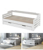 White Wooden Bed Frame Day Bed With Trundle And Large Storage Drawer Guest Bed
