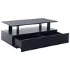 Coffee Table with Storage Rectangle LED Modern Wooden Rectangle Tea Table Black
