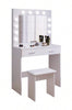 LED Light Vanity Dressing Table Set Bedroom Makeup Desk With Mirror Drawer Stool