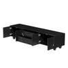 Minimalist Black TV Cabinet 180cm with Doors, Storage Drawers & Solid Wood Legs