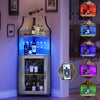 4 Tier Corner Bar Cabinet with LED Light, Glass Holders & Storage,for Home