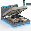 Lift up Storage Bed Frame with RGB LED Lights, 150 x 200cm, Dark Grey