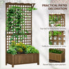 Wooden Raised Bed with Trellis Set of 2 Planter Box Lattice for Climbing Plants